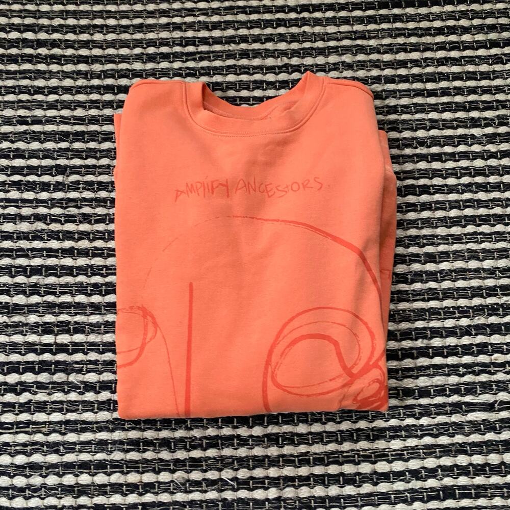 🌿-Aunts Et Uncles Amplify Ancestors Graphic Face Pull Over Orange Sweatshirt S
